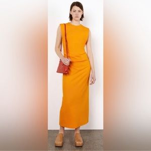 NWT Zara Shoulder Pad Side Draped Dress XS Extra Small REF. 4437/053